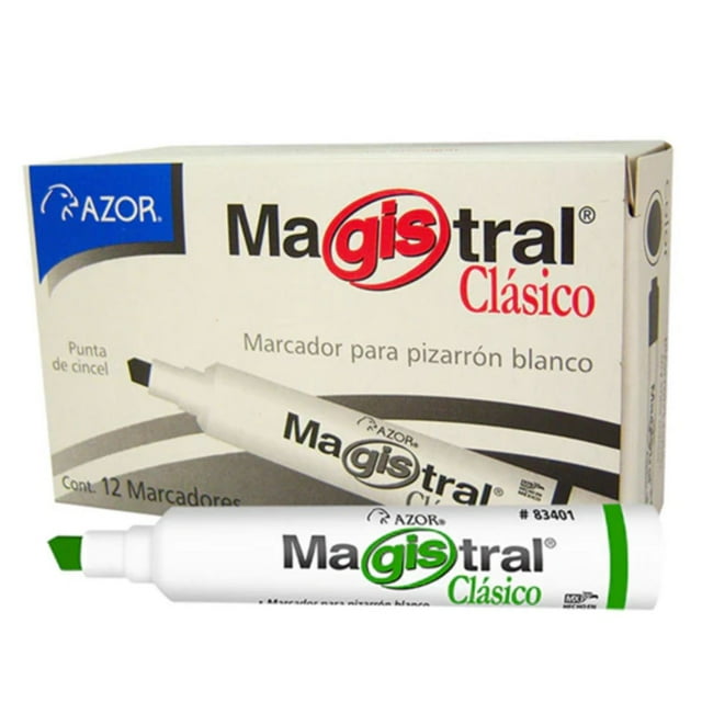 12 Marcadores Pizarron Blanco Magistral Clasico 6mm Azor Color Verde