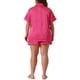 thumbnail image 3 of Conjunto de pijamas de talla grande Agnes Orinda para mujeres, con botones, estrellas, de manga corta, ropa de dormir 1X color rosa intenso, 3 of 6