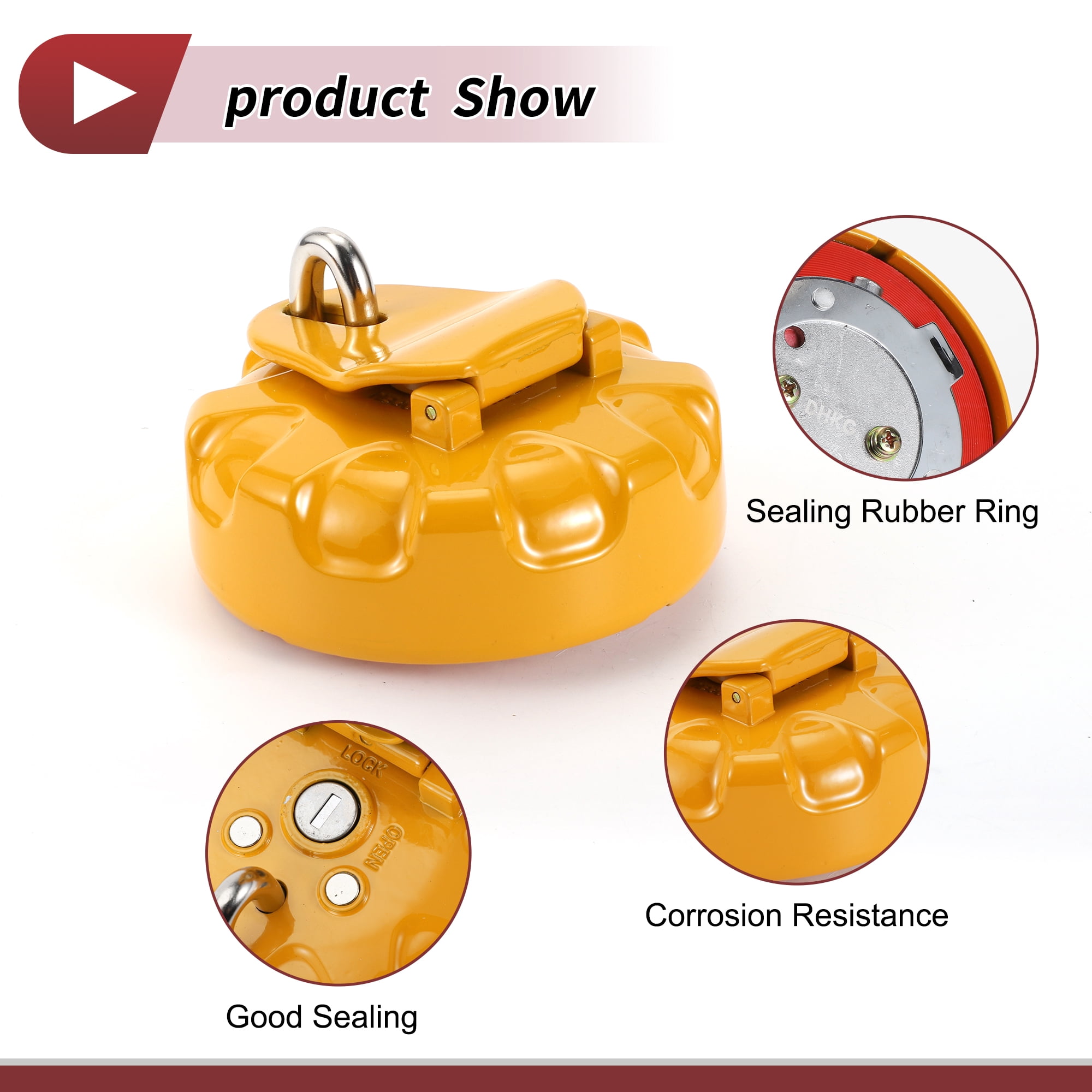 Unique Bargains Excavator Locking Gas Cap for SUMITOMO Locking Fuel Tank Cap With 2 Keys Silver Tone Red Yellow