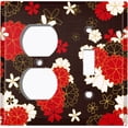 thumbnail image 4 of Metal Light Switch Plate Cover Japanese Flower Pattern Red Wallpaper FLW043, 4 of 13
