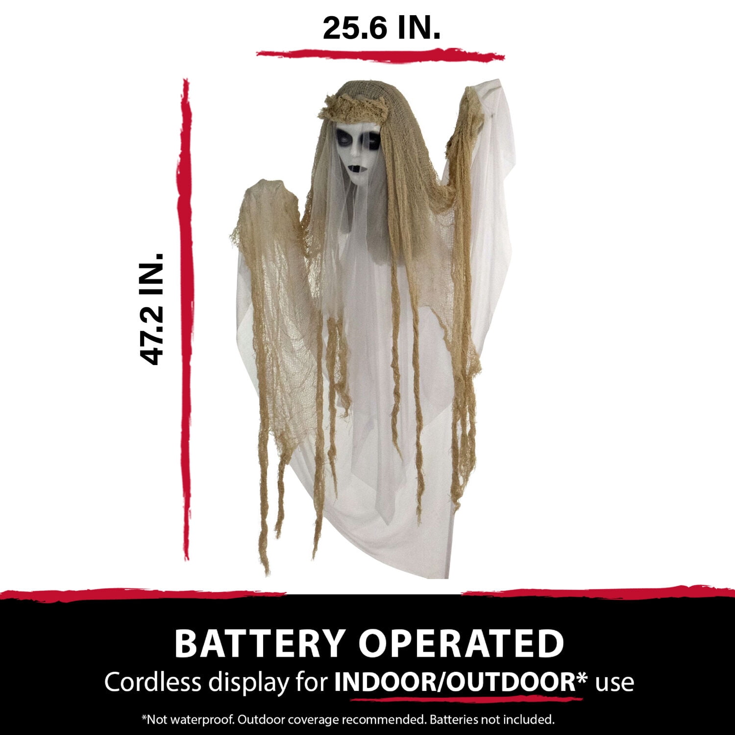 Haunted Hill Farm 47 in Animatronic Ghost Bride Indoor/Covered Outdoor Halloween Decoration, HHGHST-2HLA