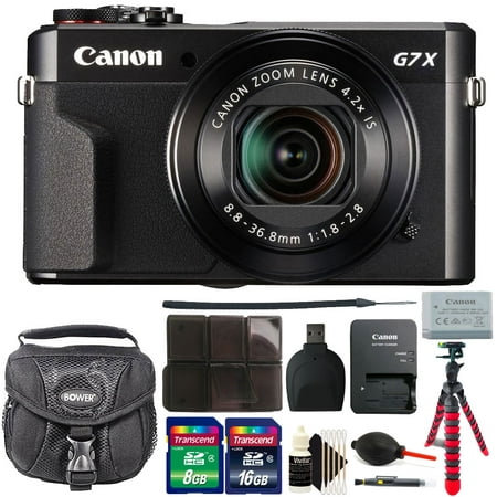 Canon G7X Mark II PowerShot 20.1MP BLACK Digital Camera with 24GB Accessory Kit (Best Digital 35mm Camera For Beginners)