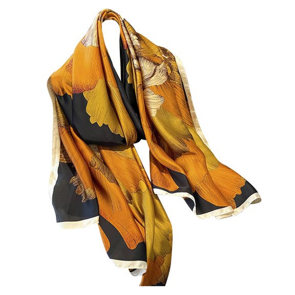 Bibifish Womens Scarf Large Floral Satin Scarf Long Elegant Smooth Neck Head Shawl Wrap