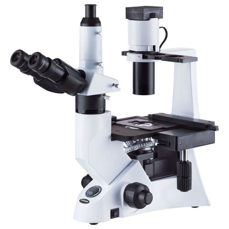 amscope 40-1000x inverted infinity-corrected phase-contrast biological microscope with 30w illumination