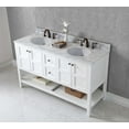 thumbnail image 4 of Winterfell 60" Double Bath Vanity in White with White Marble Top and Round Sinks, 4 of 5
