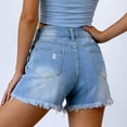 thumbnail image 5 of Wutalume Jeans for Women Denim Shorts Stretch Slim Fit Distressed, Ripped Jean Shorts for Summer Casual Wear with Edgy Style,Light Blue 2XL, 5 of 6