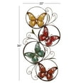 thumbnail image 4 of DecMode Multi Colored Metal Indoor Outdoor Butterfly Wall Decor with Circular Frames and Scroll Details, 4 of 14