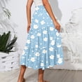thumbnail image 5 of Women’s Floral Print Tiered Maxi Skirt with Elastic Waist and Drawstring Pockets Lightweight Flowing Design for Everyday Wear Sky Blue S, 5 of 5