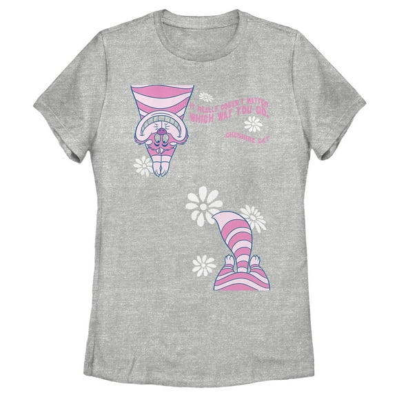 Women's Alice in Wonderland Cheshire Cat Split Graphic Tee Athletic Heather X Large