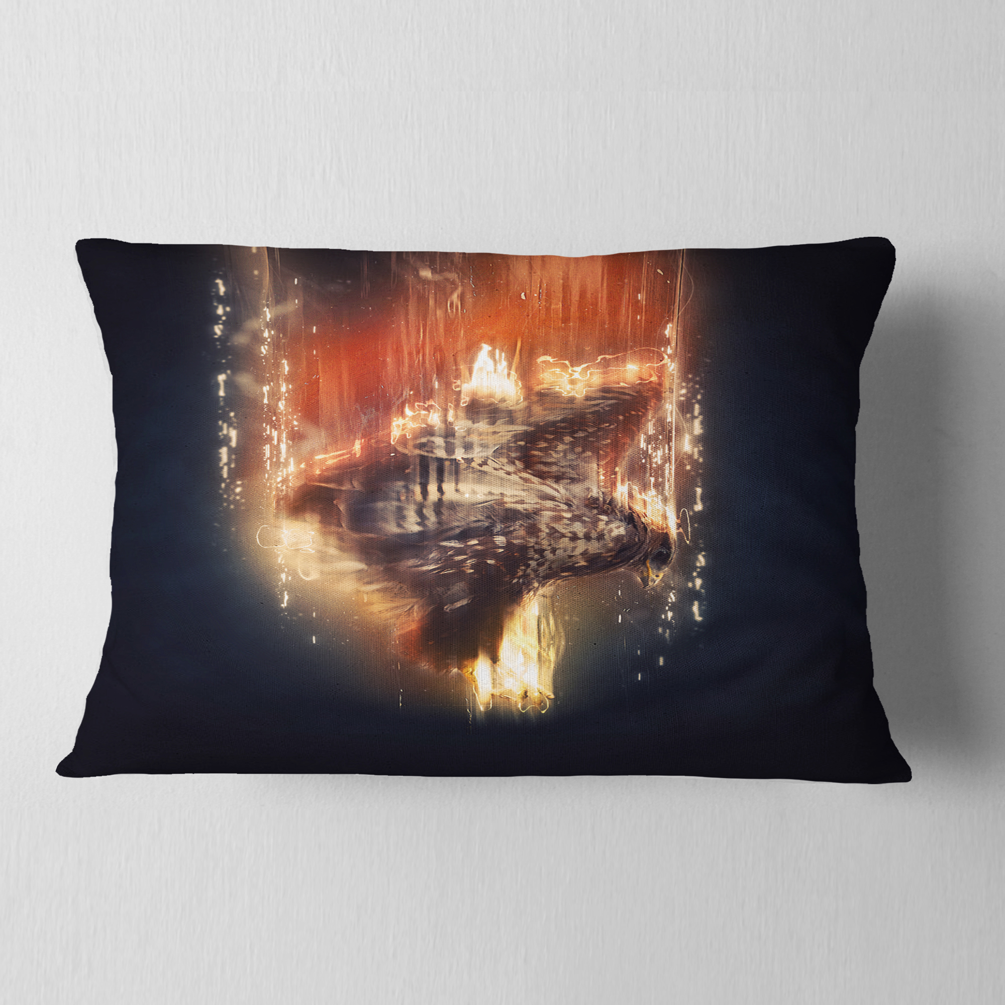 Designart Large Falcon in Flight - Animal Throw Pillow - 12x20