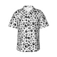 thumbnail image 2 of Xecao Black Footprints print Hawaiian shirt - a stylish short-sleeve button-down for men, perfect for casual beach and tropical outings., 2 of 9