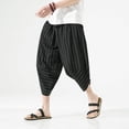 thumbnail image 2 of 2023 Summer Harajuku Casual Men's Pants Calf Length Wide Leg Cotton Striped Harem Baggy Pants Fashion Men's Clothing, 2 of 5