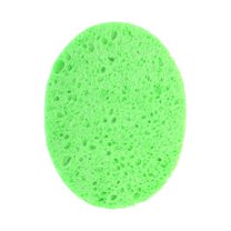 Unique Bargains 1 Pc Reusable Facial Sponges Oval for Removing Dirt 4.53"x3.66"x0.39" Green