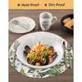 thumbnail image 3 of 15 Inch Round Placemats Set of 6, Christmas Non Slip Heat Insulation PP Table Mats, Winter Xmas Trees Farmhouse Country Cabin on Linen Washable Place Mats for Kitchen Dining Party Table Decor, 3 of 7