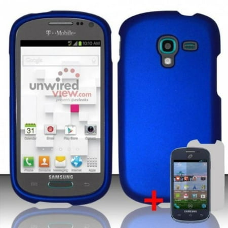 Rubberized Blue Snap - Snap-on Case for SAMSUNG GALAXY EXHIBIT T599 - Blue, SAMSUNG GALAXY EXHIBIT T599 SOLID BLUE RUBBERIZED COVER SNAP ON HARD CASE + FREE SCREEN PROTECTOR By Generic,USA