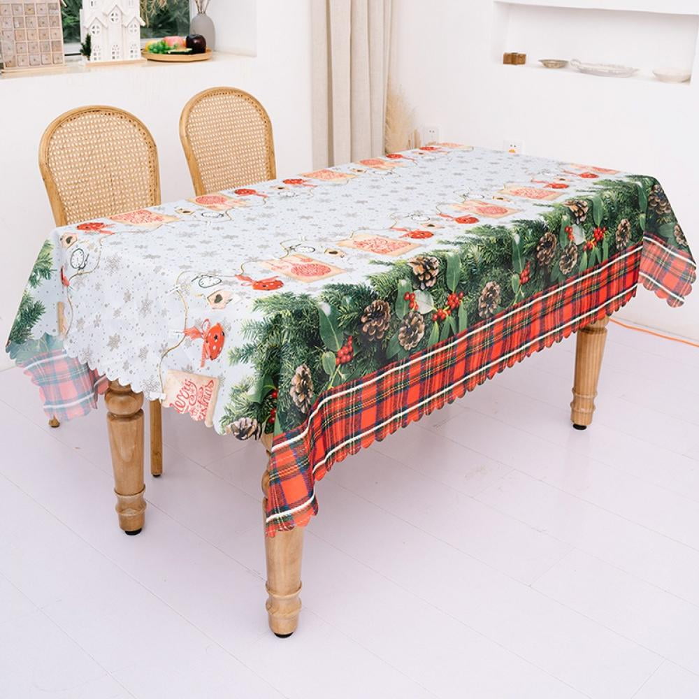 Tablecloth Girl Sharing Green Scarf for Cat Rectangle Tablecloth Table Cover for Kitchen Dining Table Holiday Party Decorations 54 X 72 Inch