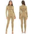 thumbnail image 4 of YIZYIF Womens Solid Color Long Jumpsuit Long Sleeve Bodysuit Gym Yoga Sports Jumpsuit Champagne M, 4 of 7