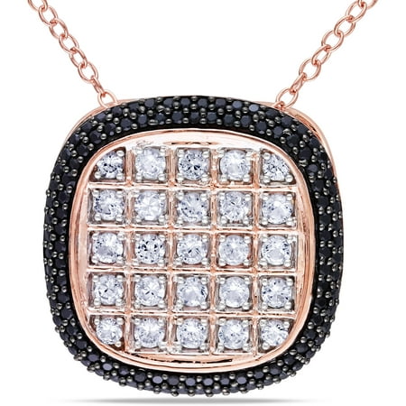 3-3/4 Carat T.G.W. Created White Sapphire and Black Spinel Pink Rhodium-Plated Sterling Silver Fashion Pendant, 18