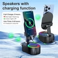 thumbnail image 4 of Rulwuck Wireless Induction Audio Bluetooth Speaker 5in1 Phone Holder Emergency Rechargeable (3000mAh) with Colorful Ambient Light 300° Foldable for Tablet iPhone Android, Gifts for Men Women,black, 4 of 6