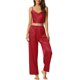 thumbnail image 1 of Pijamas de satén para mujer INSPIRE CHIC, con cuello de cowl, sin mangas, top corto, ropa de dormir con pantalones, conjunto de lounge de seda M rojo, 1 of 5