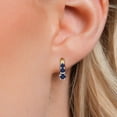 thumbnail image 3 of Gem Stone King 925 Sterling Silver and 10K Yellow Gold Blue Sapphire and Created Moissanite Earrings for Women (0.51 Cttw, Round 3MM, 2.5MM and 2MM), 3 of 6