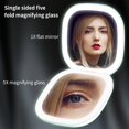 thumbnail image 5 of ZZwxWA 50% Off Clear Portable Double-Sided Makeup Mirror With 5X Magnification Foldable Design LED Lighting Rechargeable - A Illuminated Gift Mirror, 5 of 5