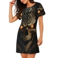 thumbnail image 2 of Easygdp Metal Evil Skull Camisón de manga corta para mujer, informal, estampado, 2 of 6