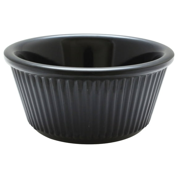 Excellante 3 oz., 3-1/8" Fluted Ramekin, Black, Plastic, Comes in Dozen