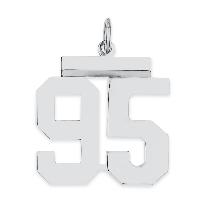925 Sterling Silver Number 35 Pendant Thirty Five Digit Charm Numeral Elongated Small