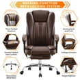 thumbnail image 4 of JONPONY Big and Tall Office Chair 500LBS Executive Office Chair Massage and Footrest Ergonomic Computer Desk Chair Reclining High Back Leather Office Chair Lumbar Back Support Swivel Rolling,Brown, 4 of 14