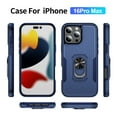 thumbnail image 6 of ELEHOLD Case for iPhone 16 Pro, Heavy Duty Shockproof Full Body Case with Built in Metal Ring Holder Kickstand + Screen Protector,E, 6 of 10