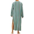 thumbnail image 3 of INSPIRE CHIC Men's Nightshirt Striped Long Sleeve Button Closure Two Pockets Sleepshirts M Green, 3 of 4