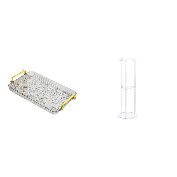 Bandeja para servir,Bandeja rectangular para servir en la cocina con asa,Bandeja de almacenamiento Plato para servir Tocador de baño,Mesa auxiliar redonda,Mesa auxiliar redonda de acrílico