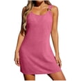 thumbnail image 2 of QIUOMBBP Womens Tank Mini Dresses Sleeveless Crew Neck Split Side A Line Dress Loose Casual Summer Beach Sundress Hot Pink L, 2 of 10