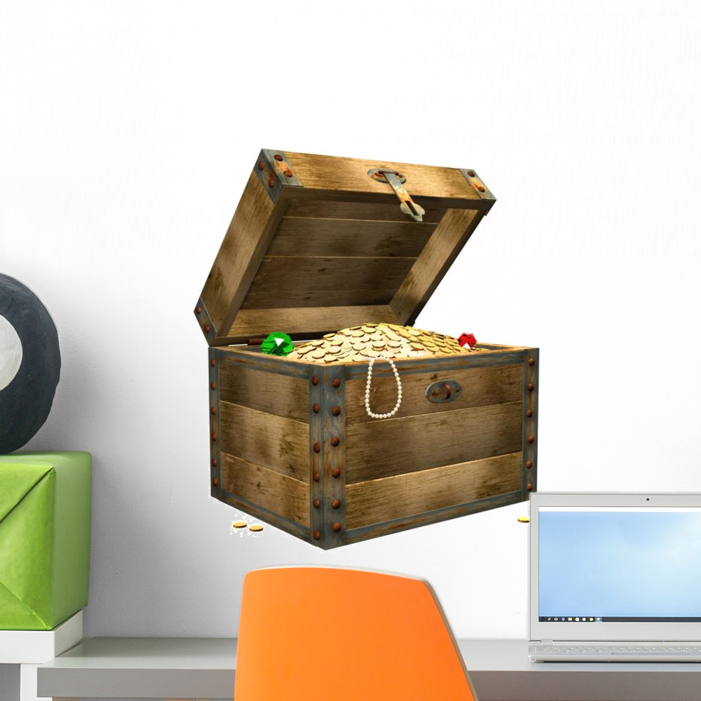 3D Wooden Box Filled Wall Decal Sticker by Wallmonkeys Vinyl Peel and ...