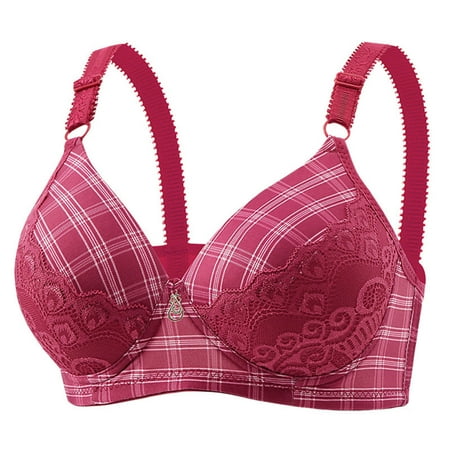 Up to 60% off Wireless Bra  Women s Non-steel Lace Stitching Comfortable And Breathable Gathered Adjustable Bra Underwear(Red 40)