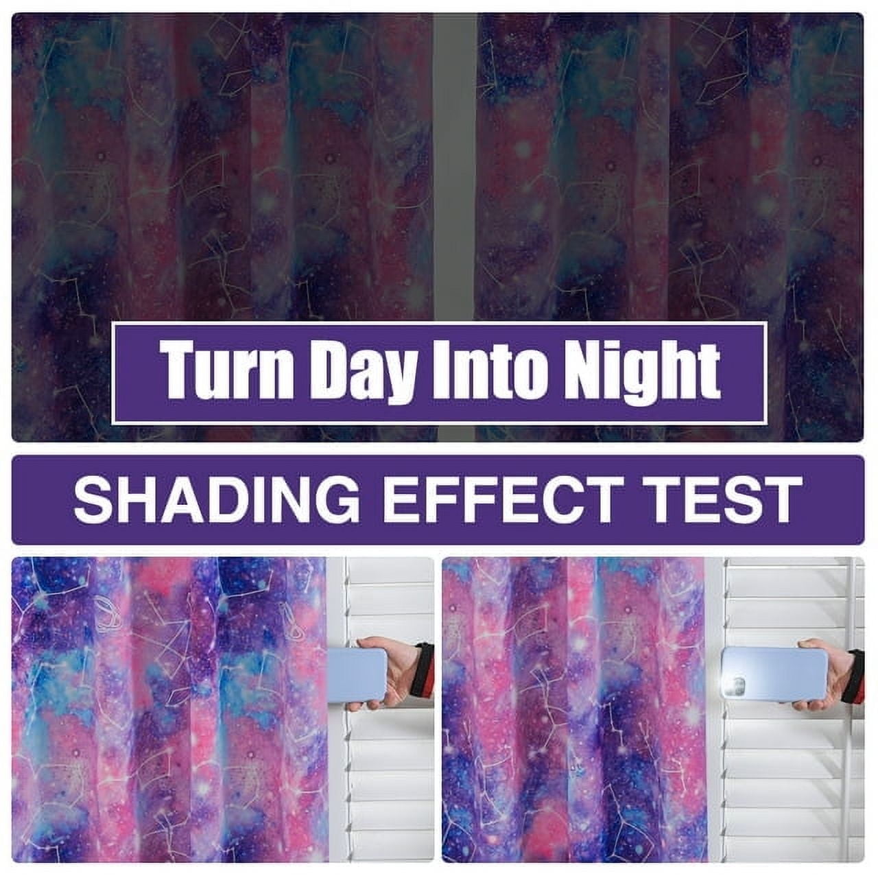 NTBED Tie Dye Purple Constellation Blackout Curtains Set of 2 Galaxy Ombre for Kids Girls Grommet Room Darkening Drapes 52 x 84 inch