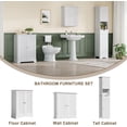 thumbnail image 5 of Bathroom Floor Cabinet, Modern Bathroom Storage Cabinet with 4 Doors and Adjustable Shelves, Freestanding Cupboard for Living Room, White, 5 of 20