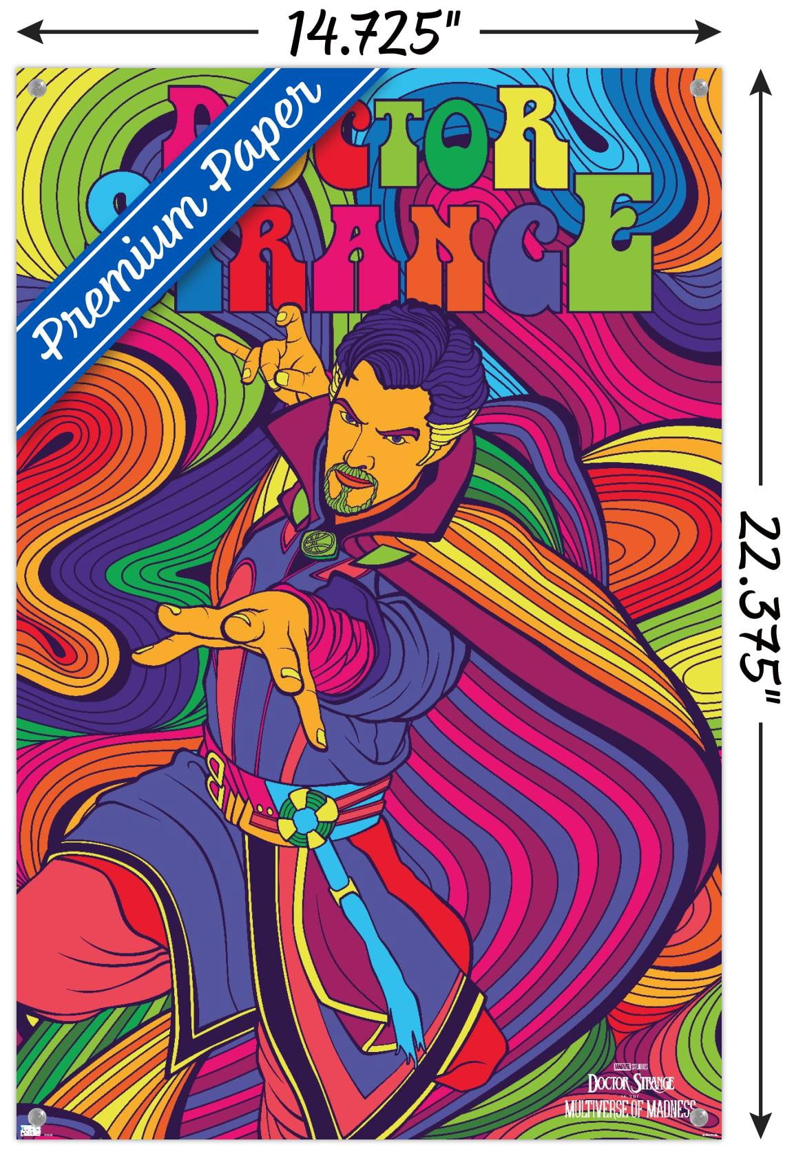 Marvel Doctor Strange in the Multiverse of Madness - Neon Wall Poster with Pushpins, 14.725" x 22.375"