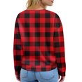 thumbnail image 6 of Women's Casual Shirts Long Sleeve Tops Button Up V Neck Loose Knit Fall Favorites For Women with Retro Plaid Print Waffle Henley Shirt, Classic Autumn Wear,Red,XL, 6 of 7