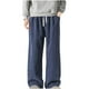 thumbnail image 2 of Pantalones largos para hombre, de ocio, de color liso, con botones, cintura elástica y cordón ajustable, de poliéster., 2 of 7