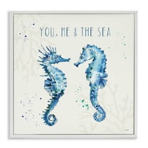 Stupell Industries You Me & Sea Quote Seahorse Nature Painting White Framed Art Print Wall Art, 12 x 12