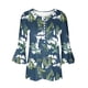 thumbnail image 5 of Blusa de verano para mujer con estampado de pliegues sexy y mangas 3/4 con cuello en V y botones OAVQHLG3B Store  lin121212, 5 of 5