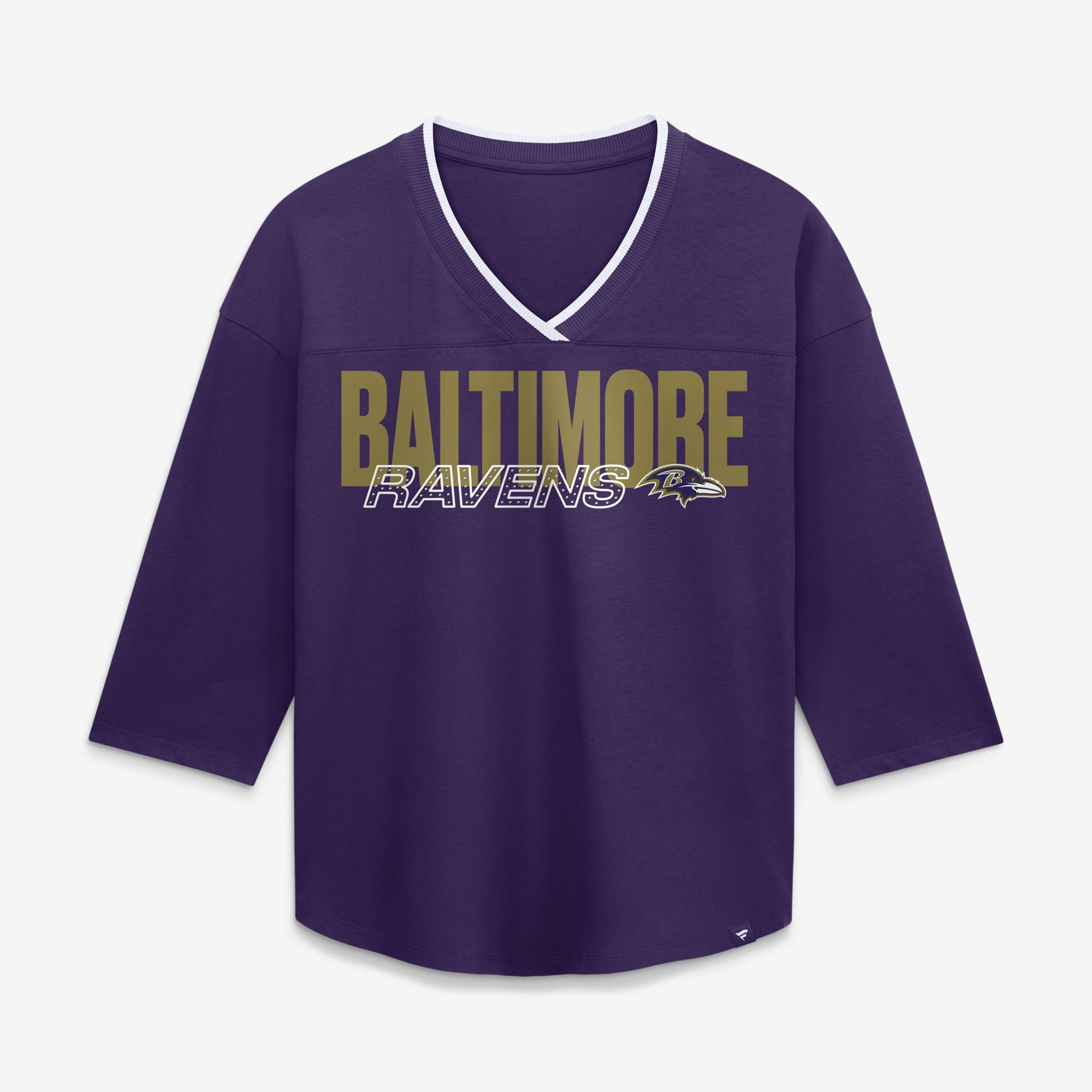 Women's Fanatics Purple Baltimore Ravens Team First Deceptive Juke 3/4-Sleeve V-Neck T-Shirt