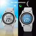 thumbnail image 3 of yeacher SKMEI 1895 Ultra-Thin LED Digital Sport Watch for Men and Women, Waterproof PU Strap, Grey, Dual Time Display, Luminous Screen, Alarm Function, 12/24 Hour Format, Ideal Gift for All Occasions, 3 of 6