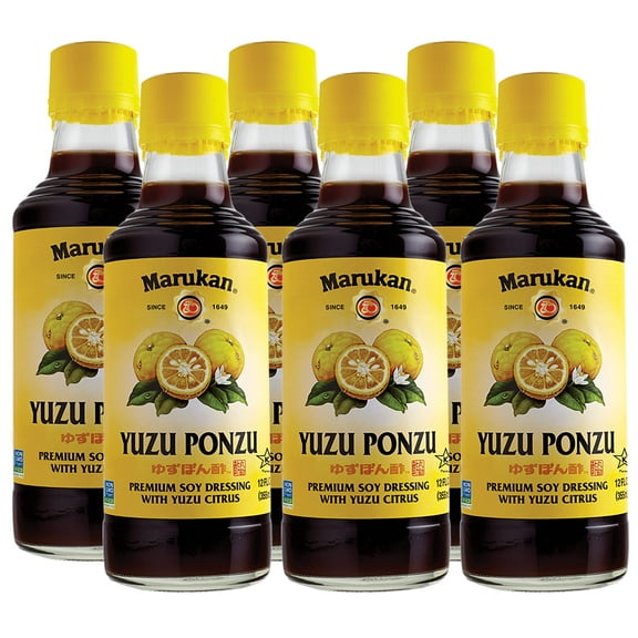 Marukan Ponzu Yuzu Soy Citrus Dressing (yellow label), 12 Ounce Glass Bottle (Pack of 6)