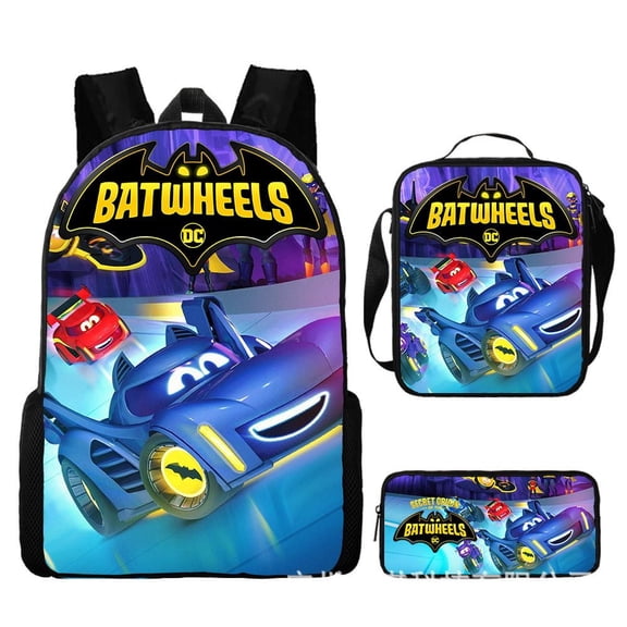 Batwheels Backpack Cartoon Backpack Cute Backpack Set 3pcs Backpack Set 3 In 1 For Large Capacity 17 Inches