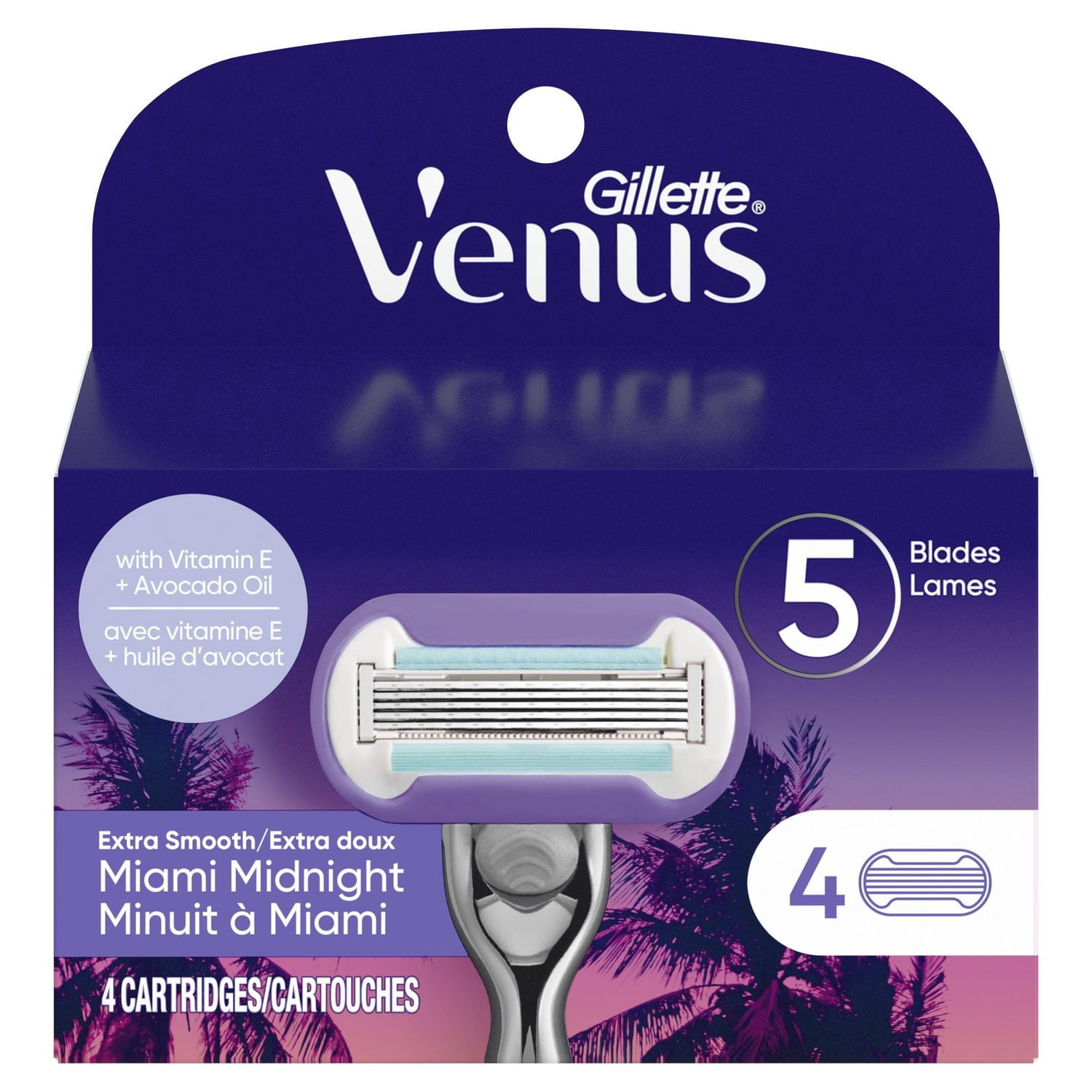 Gillette Venus Miami Midnight Extra Smooth Women's Razor Blade Refills, 4 Refills