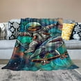 thumbnail image 2 of Autua Shark Space Suit Skateboard Warm Lightweight Blanket Soft Fleece Blanket for All Seasons Living Rooms Sofa Decor Cow Gifts Blanket 50x60in, 2 of 6