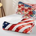 thumbnail image 4 of Manfei Watercolor Flowers Stars Twin Quilt Set,Us Flag 4Th Of July Twin Coverlet Set,Red White Blue,2-Piece, 4 of 7